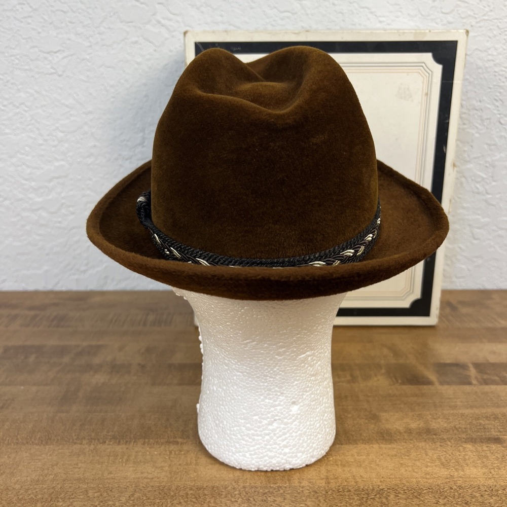 Vintage Stetson The Sovereign Brown Fedora Hat Size 6 7/8 W/ Box - Picture 5 of 16